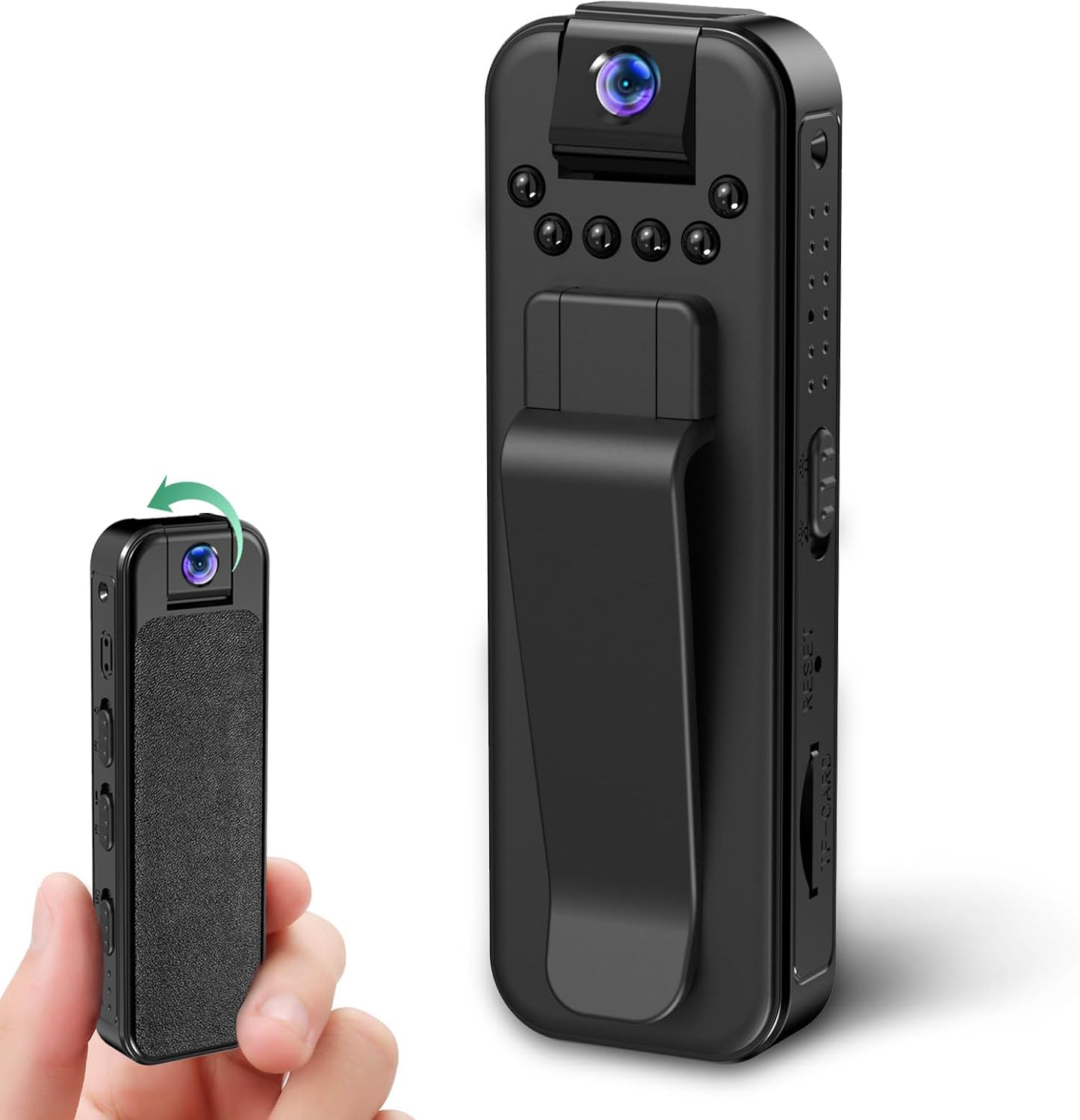 Mini Body Camera HD 1080P Portable Video Recorder, 180° Rotatable Lens Wearable Camcorder with Night Vision for Security and Law Enforcement