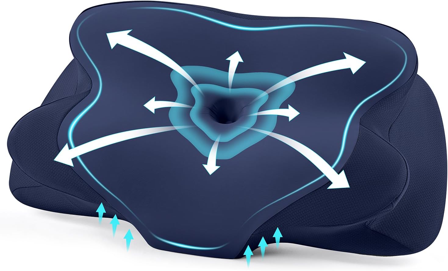 Cervical Pillow for Sleeping, Contour Memory Foam Neck Pillow for Shoulder Support, Ergonomic Bed Pillow for Side Back Stomach Sleepers with Cooling Pillowcase