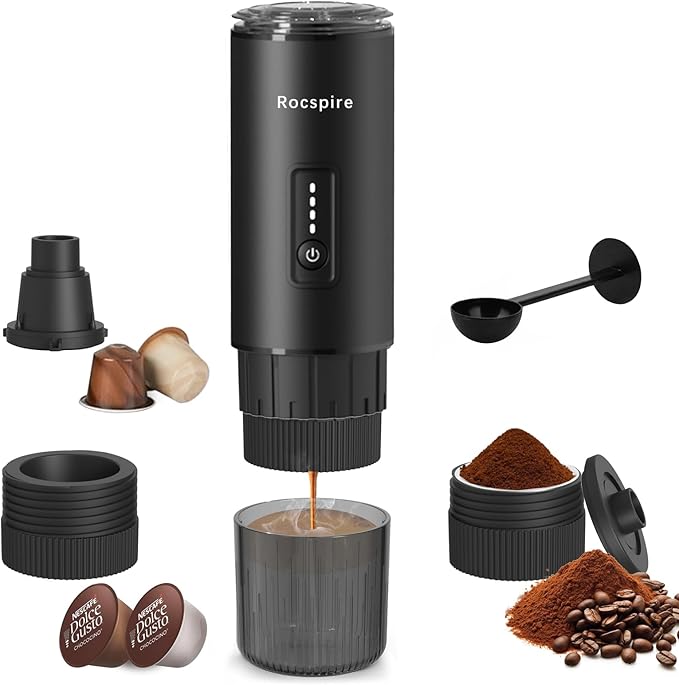 Stainless Steel Portable Espresso Maker | 7500mAh Rechargeable Battery