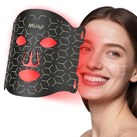 Red Light Therapy for Face, 7 Color Modes Portable LED Face Mask Light Therapy with 2000mAh Rechargeable