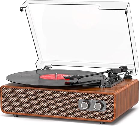 Vinyl Record Player Bluetooth with Upgraded Speakers, Sound Cavity & Counterweight.