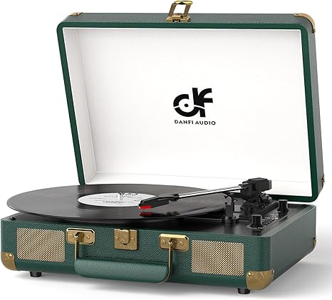 Vinyl Record Player Bluetooth 3-Speed Portable Suitcase Turntable with Built-in Speakers.