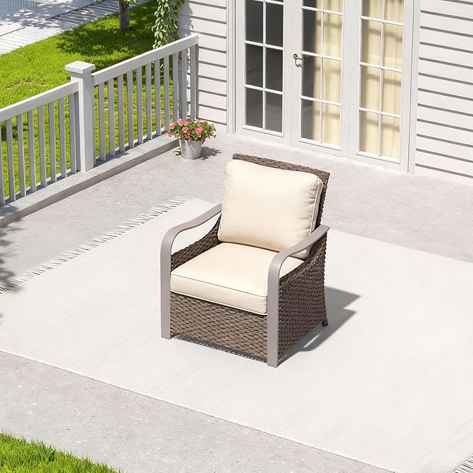 Aluminum Patio Sofa (Beige, 1PCS)