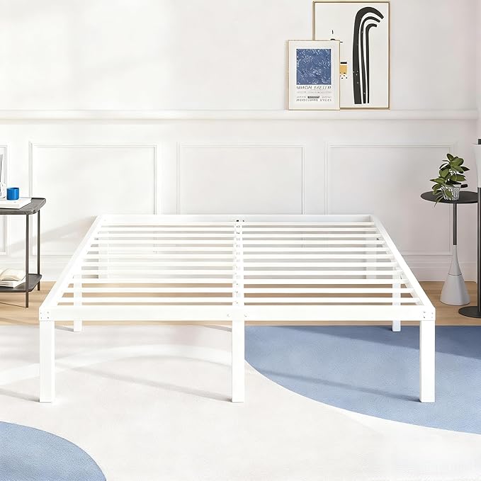 Metal Platform Bed Frame King Size 18 Inch – Noise Free Quiet Design.