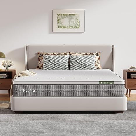Novilla 12 Inch King Mattress,Hybrid Mattress King Size with Silky Cool Fabric, Gel Memory Foam